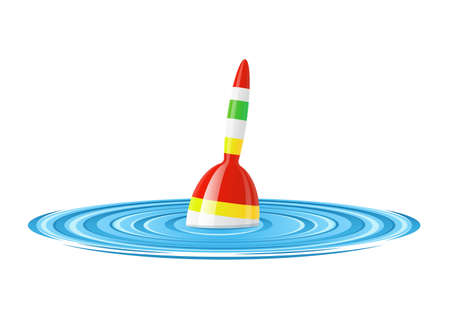 Float for rod fishing in water with rings vector illustration, eps10 leisure tool icon isolated white backgroundのイラスト素材