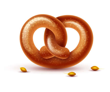 Pretzel baking bread isolated on white background, gradient mesh used. Eps10 vector illustration.のイラスト素材