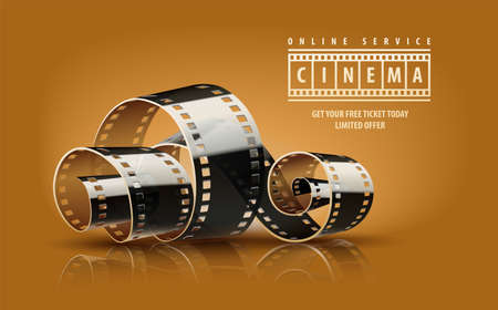 Movie film reel. Cinematography concept for online cinema. Vector illustration.のイラスト素材