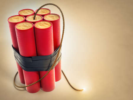 burning fuse with dynamite explosives 3d-illustration