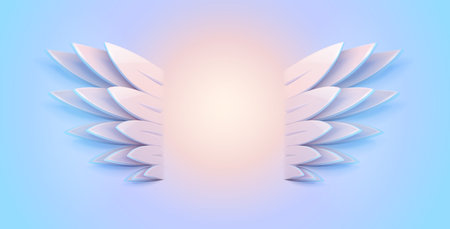 Pair of magic wings. Stylish banner with copyspace place for text or logo. Fairy tale design element. Vector illustrationのイラスト素材