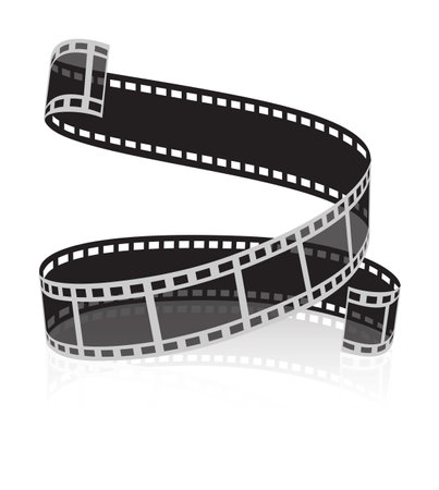 Movie Film tape twisted. Retro photography film-reel Isolated on white background. Vector illustrationのイラスト素材