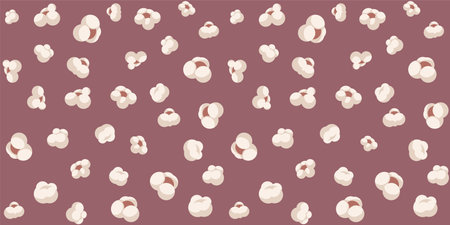 Seamless background. Pattern of corn popcorn flying seeds. Vector illustrationのイラスト素材