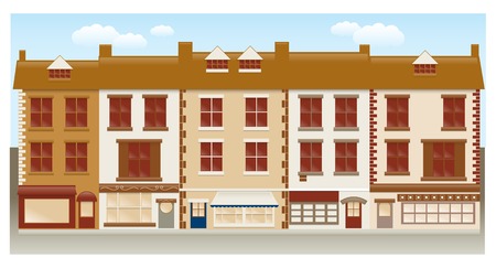 A row of cute town housesのイラスト素材