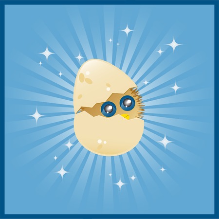 Little chick breaking out of his shellのイラスト素材