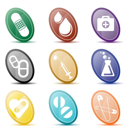 Colourful range of first aid iconsのイラスト素材