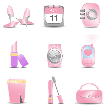 A selection of office girls essentials in pink のイラスト素材