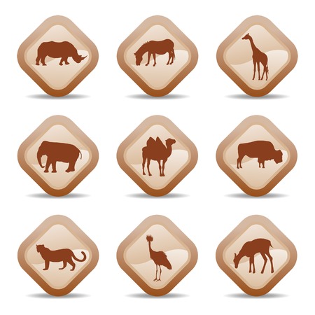 Range of african animal iconsのイラスト素材