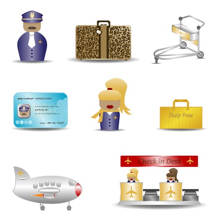 A colorful range of airport icons のイラスト素材