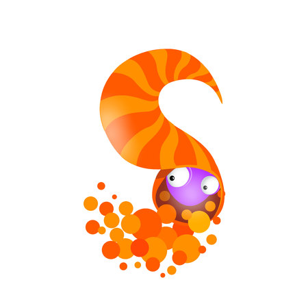 Vector one letter C of sea alphabet isolated on white background.のイラスト素材