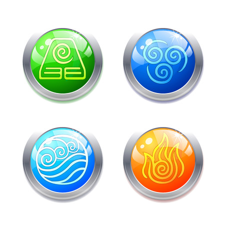 Four elements symbols and alternative energy icons on white background.のイラスト素材