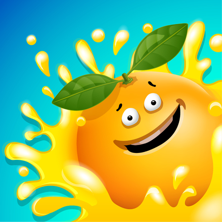 Fresh Orange juice isolated on blue backgroundのイラスト素材