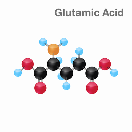 Molecular omposition and structure of Glutamic acid, Glu, best for books and educationのイラスト素材