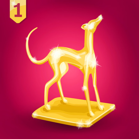 Golden award. Wiiner. Dog racing. Vector illustration on red backgroundのイラスト素材