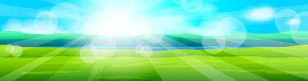 Beauty natural background with grass and sky. Vector illustrationのイラスト素材
