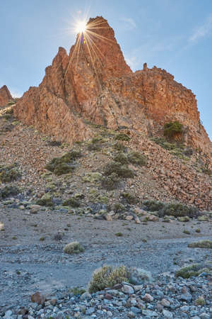 Sunset above a rock formation on Tenerife. Sunset above a rock formation next to El Teide, Spain.の写真素材