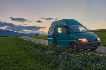Campervan in the bavarian alps.の写真素材