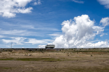 Truck driving through Interoceanic Highway.の写真素材