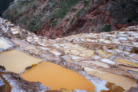 Salt evaporation ponds of Maras, Peruの写真素材