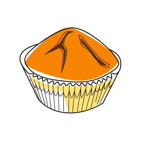 Hand drawn cupcake, vintage colorful food sketches, isolated on white background. Vector illustration.のイラスト素材