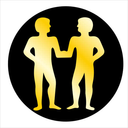 twin brothers gold silhouette Gemini vector illustration isolatedのイラスト素材