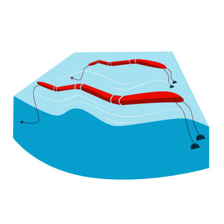 alternative energy source wave station renewable hydroelectric, hydropower blue red color seascape background vector illustrationのイラスト素材