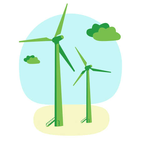 green energy wind turbine eco electricity, green colors vector illustration