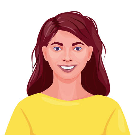 Portrait of smiling woman happy brunette looking forward and smile vector illustrationのイラスト素材