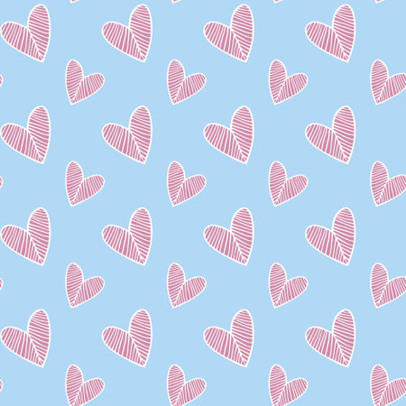 Abstract seamless pattern with striped hearts. Valentine's day love related concept background...