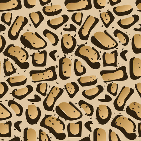 Clouded leopard skin seamless pattern. Abstract animal background from spots and strokes. Cat family fur imitation for textile, cover, template, print. Vector illustration.のイラスト素材