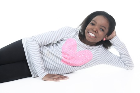 Portrait of a young columbian little girl.の写真素材