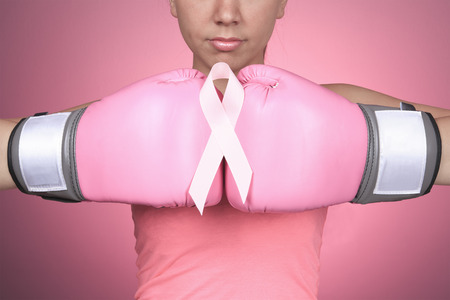 A Fight for Breast Cancer symbol on pink の写真素材