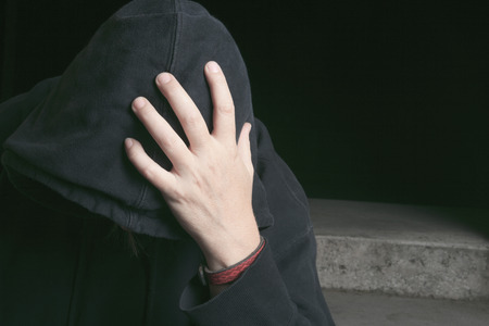 A Young man abandoned lost in depressionの写真素材