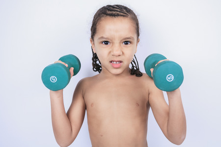 A Little african american boy, isolated on white backgroundの写真素材