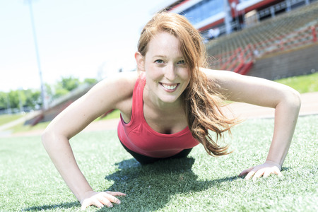 An attractive Woman stretching before Fitness and Exerciseの写真素材
