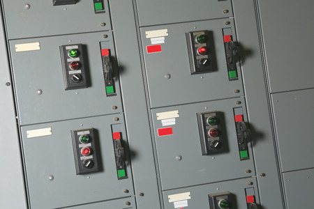 Switches on an industrial control boardの写真素材