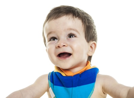 A Studio Portrait Of Baby Boy  on studio white background.の写真素材