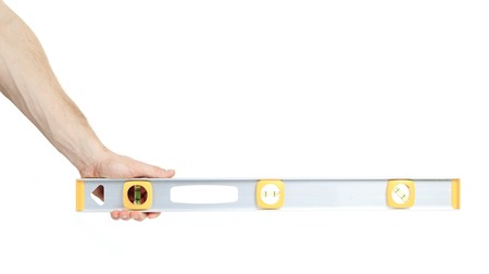 A Yellow level tool isolated on white