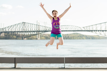 A happy children jumping in the air