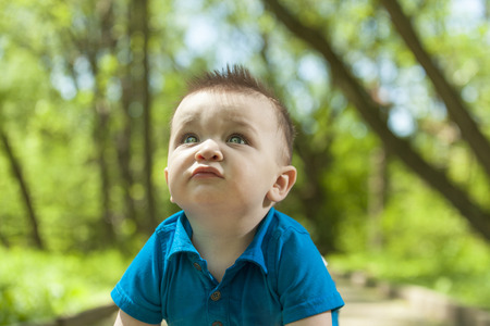 Baby eleven months months forestの写真素材