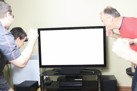 A even on the TV with encourage adultの写真素材