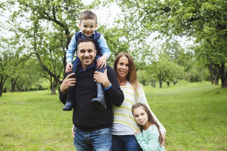 A family in forest having fun together
