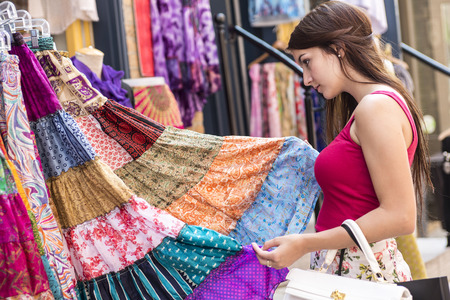 A Young happy teenage girl in urban placeの写真素材