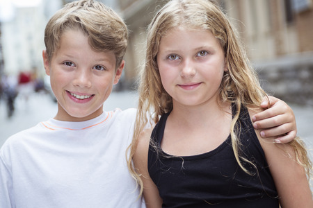 A Group of child in urban street