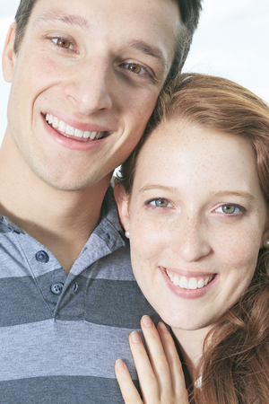 A close couple portrait outside havinの写真素材