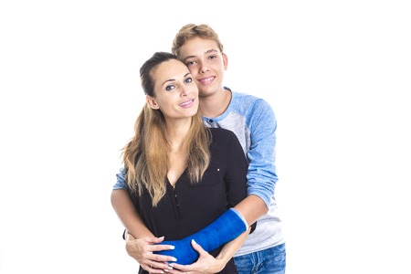 A Portrait of a beautiful, happy mother and sonの写真素材