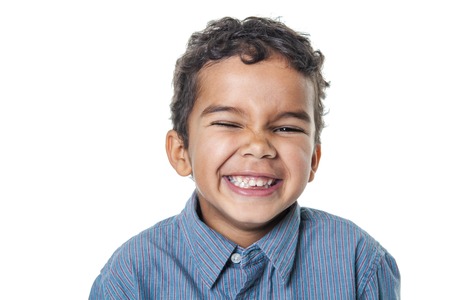 A Portrait of a cute african american little boy having so much funの写真素材