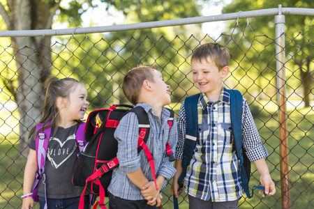 pre school children on the school playgroundの写真素材