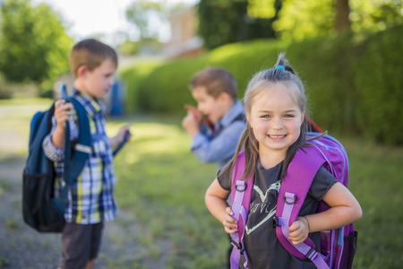 pre school children on the school playground