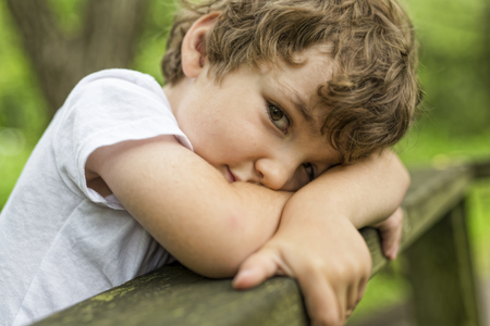 Child on a green meadowの写真素材